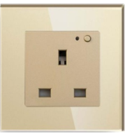 Tuya 13A UK WiFi Smart Wall Socket, Tempered Glass Panel, Fire-Proof PC, Alexa & Google Home Compatible, AC 100-240V, App Control, Modern Design